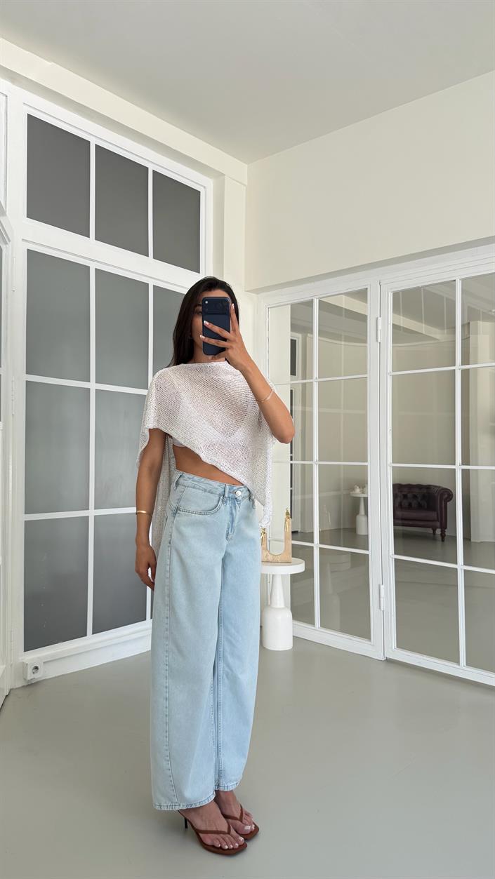 Buz Mavi Balon Tencel Denim Pantolon GAUS-01685
