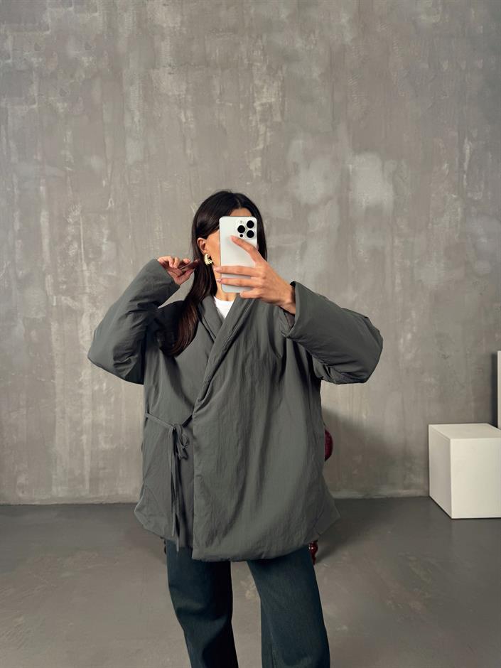 Gows ZR Model Haki Önden Bağlamalı Mont