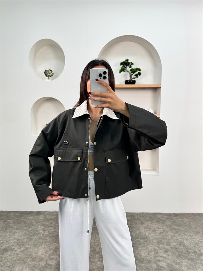 Dalia Koyu Haki ZR Model Astarlı Trenç Ceket