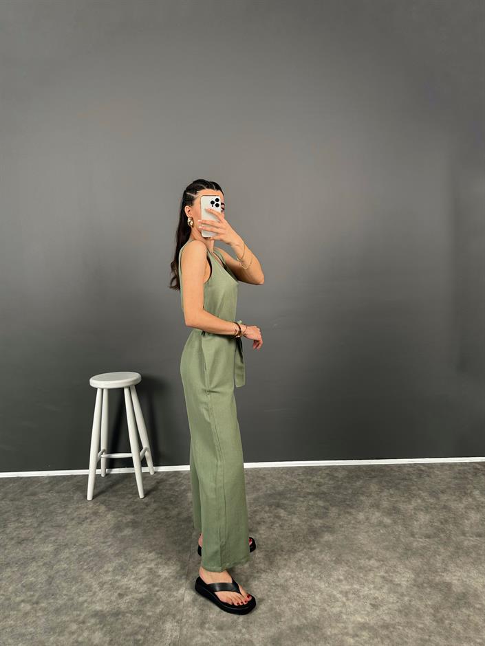 Korel Haki Keten Kemerli Tulum