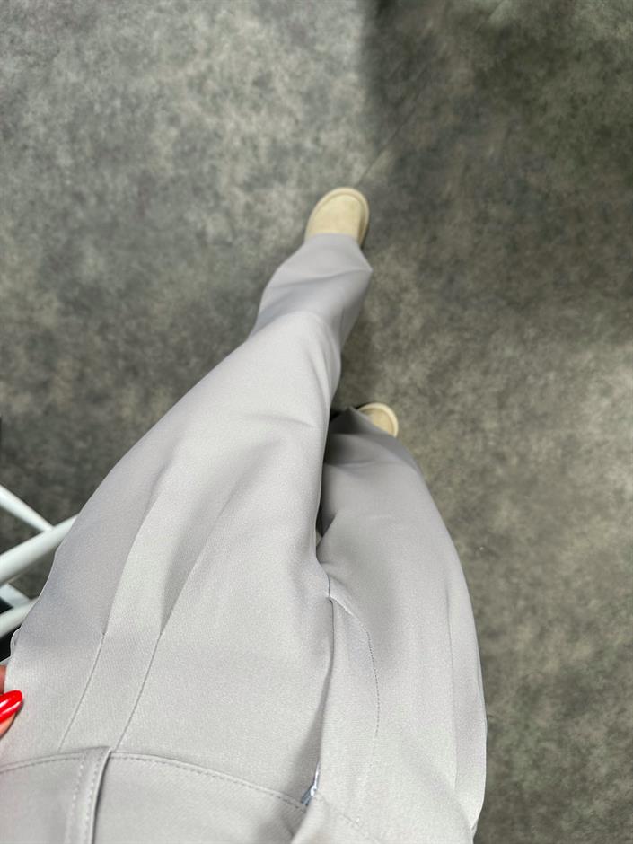 Fado Gri Kumaş Palazzo Pantolon