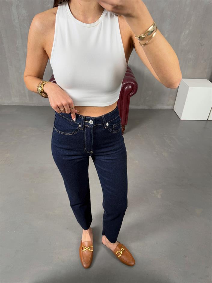 Laste Lacivert ZR Model Kesik Paça Jean