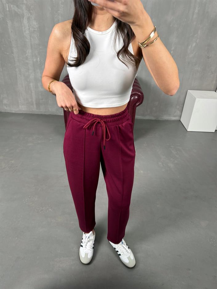 Sofya Bordo Oysh Muadil Modal Kumaş Balon Pantolon