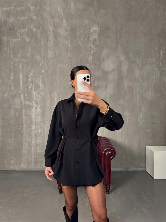 Athen Siyah ZR Model Oversize Tasarım Gömlek
