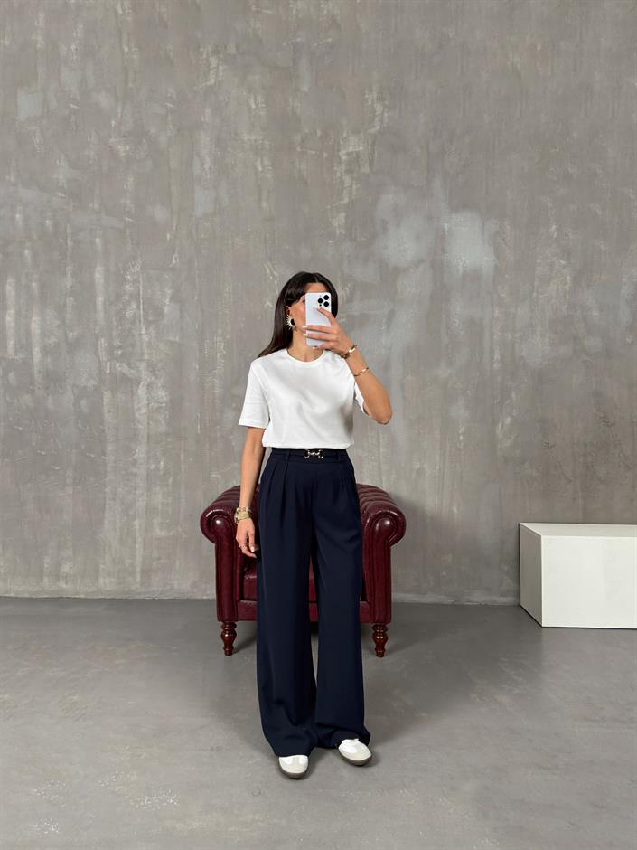 Lones Lacivert Kemer Detaylı Pantolon