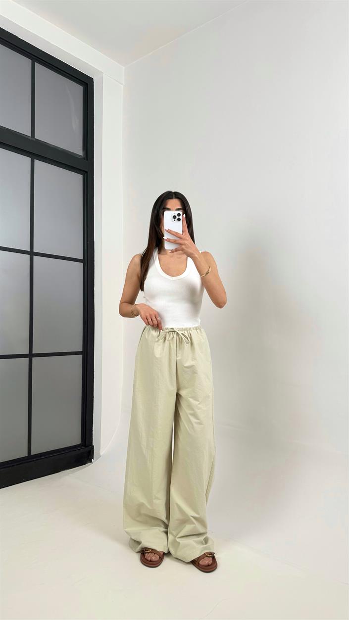 Soft Yeşil Beli Lastikli Salaş Pantolon Gaus00363