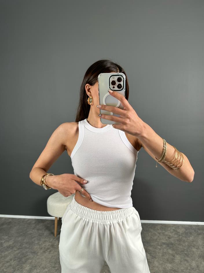 Beyaz Halter Yaka Atlet