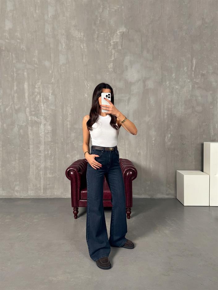 Peho Koyu Mavi İspanyol Paça Jean