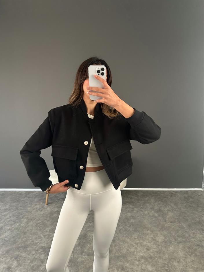 RD Siyah Bomber Kaşe Ceket 