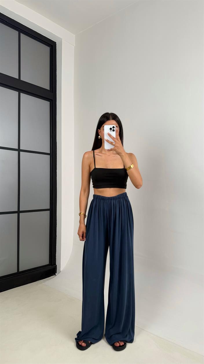 Lacivert Beli Lastikli Modal Kumaş Pantolon Gaus00668