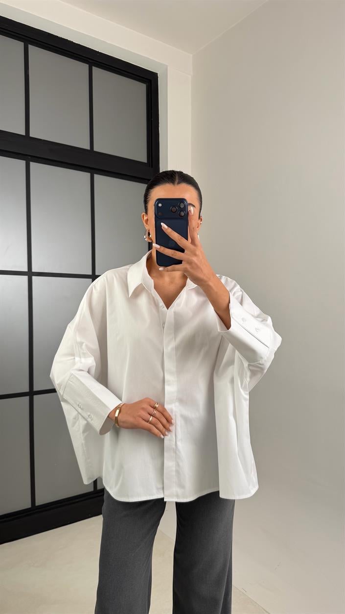 Beyaz Yarasa Kol Poplin Gömlek GAUS-00545