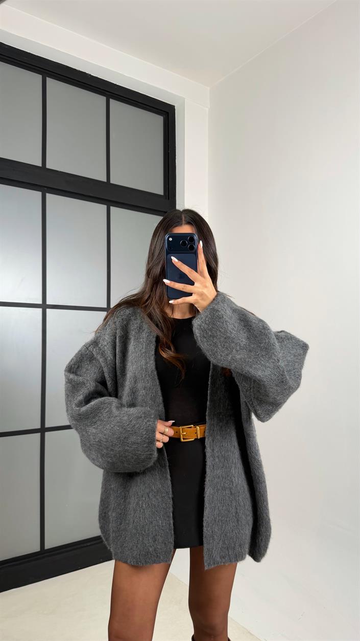 Antrasit Oversize Triko Hırka GAUS-00525