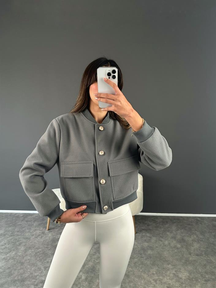 RD Gri Bomber Kaşe Ceket