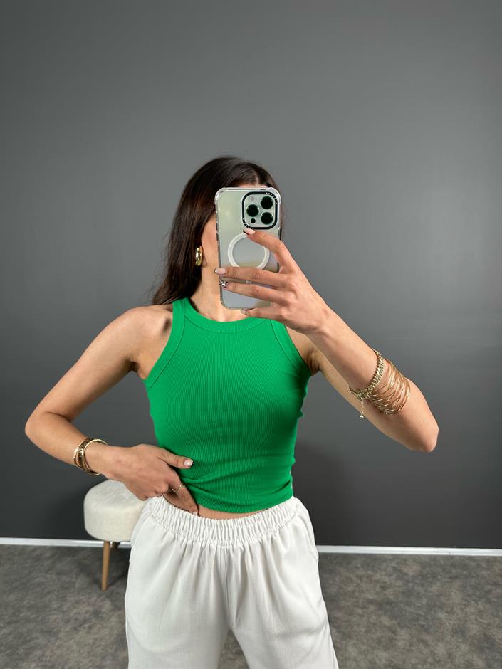 Yeşil Halter Yaka Atlet