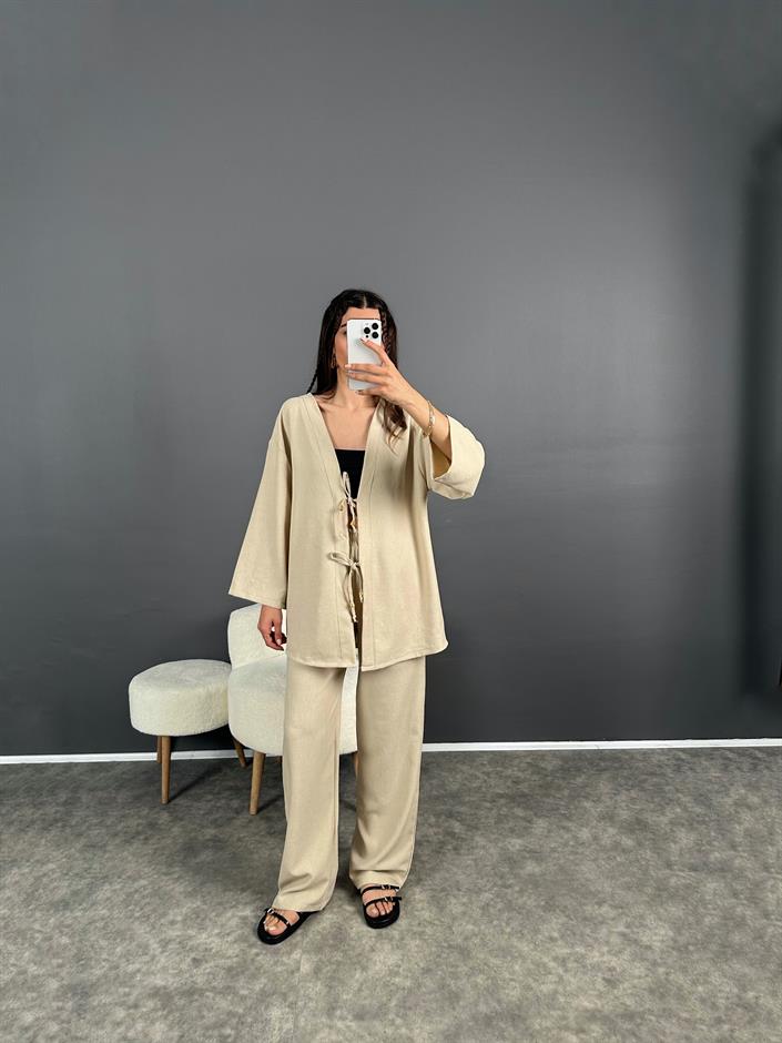 Gai Taş Kimono Keten Takım