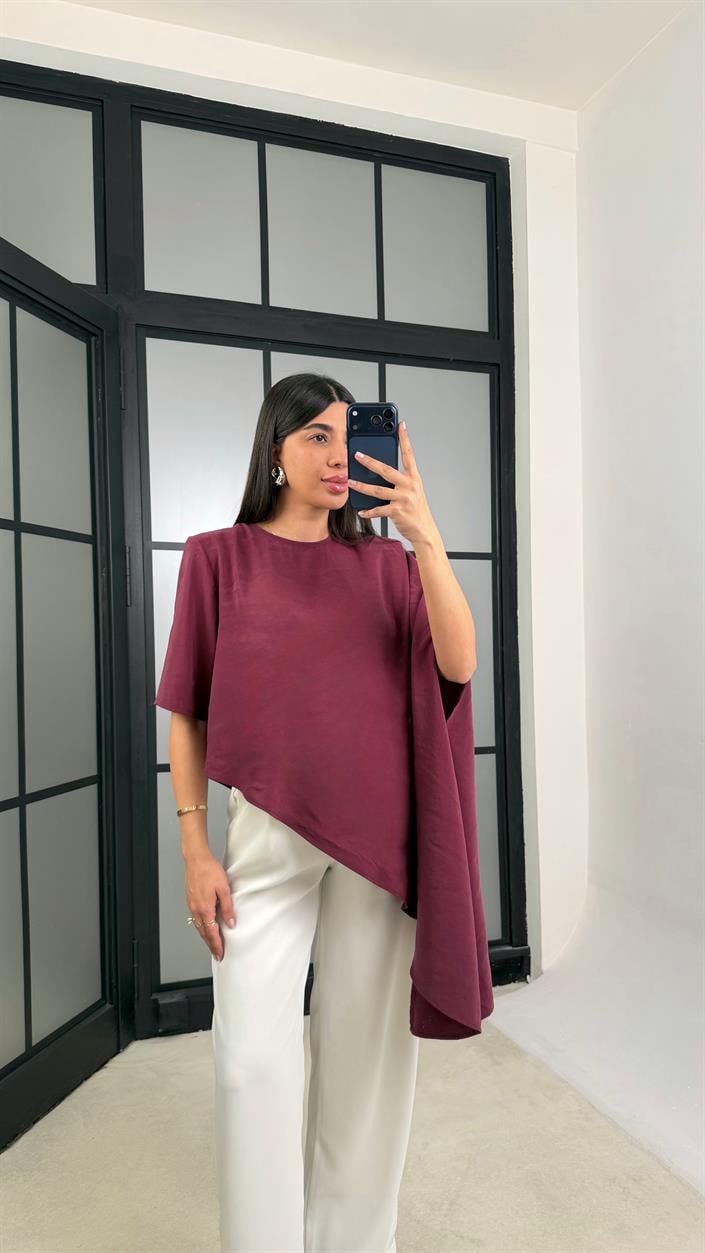 Mürdüm Vatkalı Asimetrik Bluz GAUS-01186