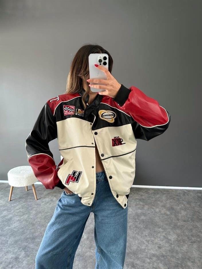Wang Kırmızı Deri Bomber Ceket