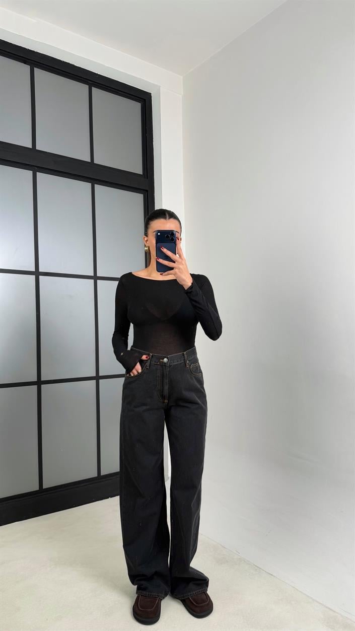 Füme Yıkamalı Geniş Paça Jean GAUS-00743