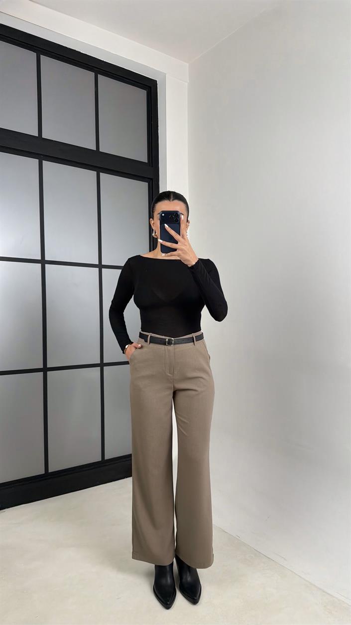 Vizon Kemerli Paça Detaylı Kumaş Pantolon GAUS-00553