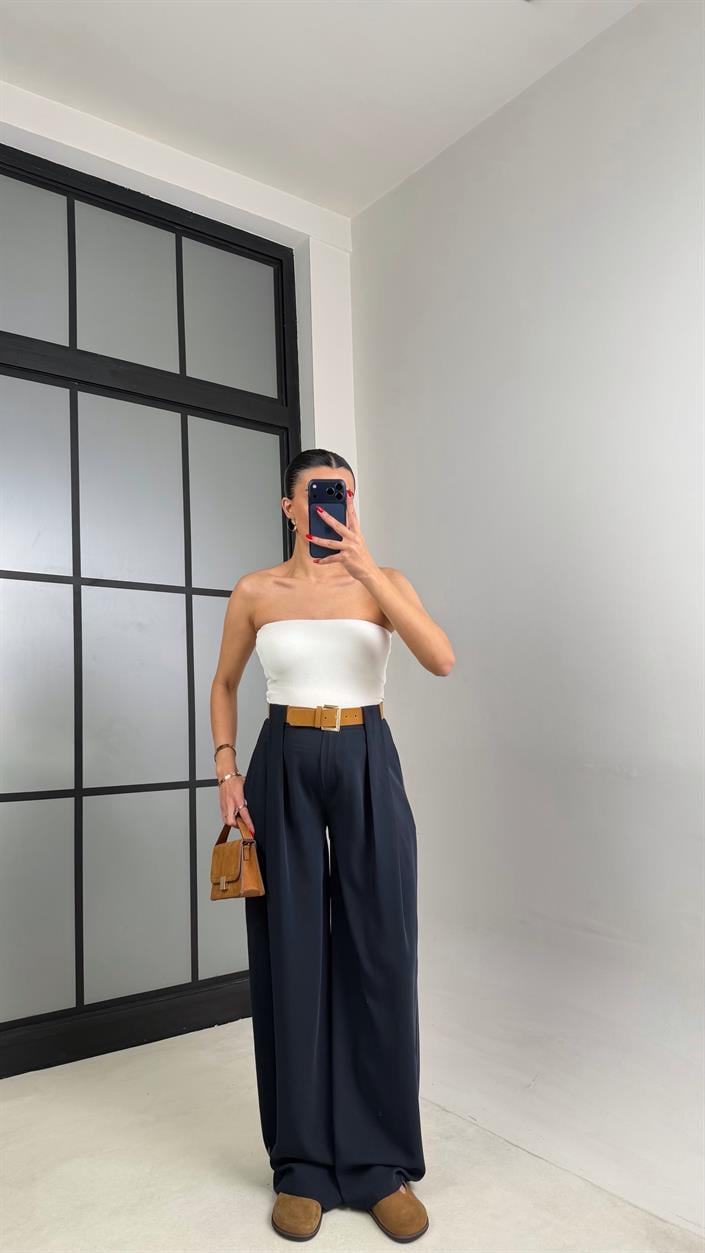 Lacivert Kemerli Tasarım Premium Pantolon GAUS-00993