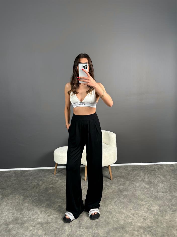 Anja Siyah Pike Modal Kumaş Pantolon