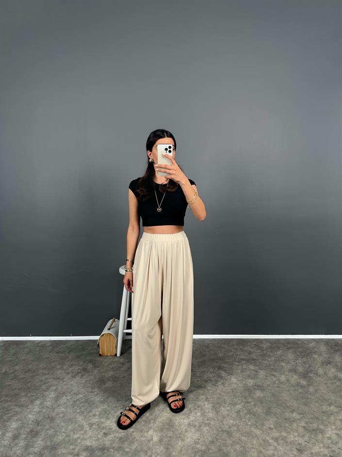 Brulle Bej Rahat Kesim Modal Dokuma Şalvar Pantolon