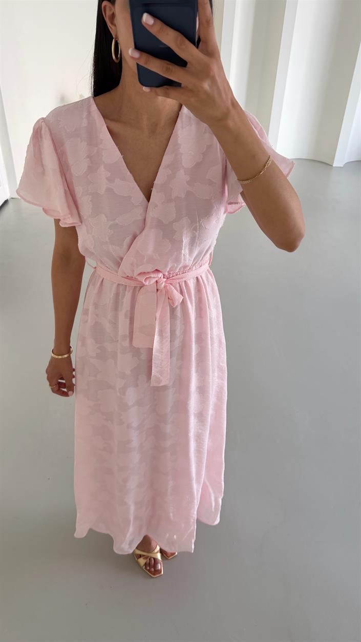 Pembe Kuşaklı Astarlı Pinterest Elbise GAUS-01657