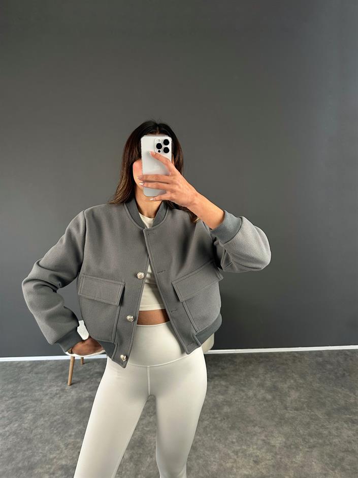 RD Gri Bomber Kaşe Ceket