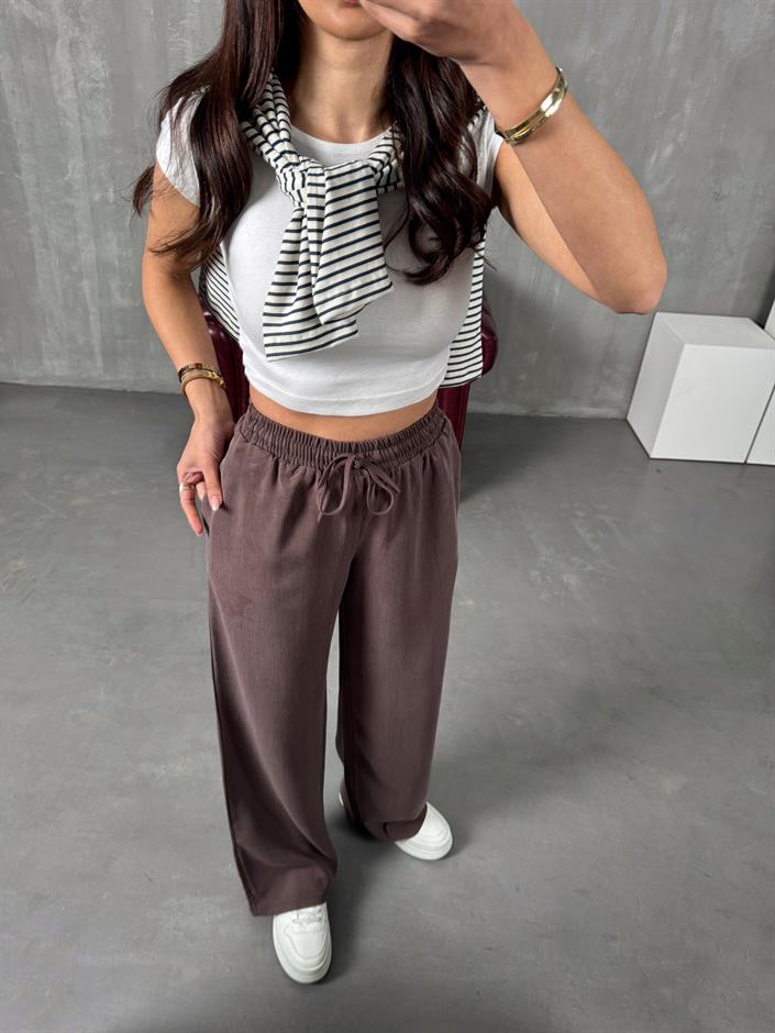 Parisian Kahve Tensel Muadil Beli Lastikli Pantolon