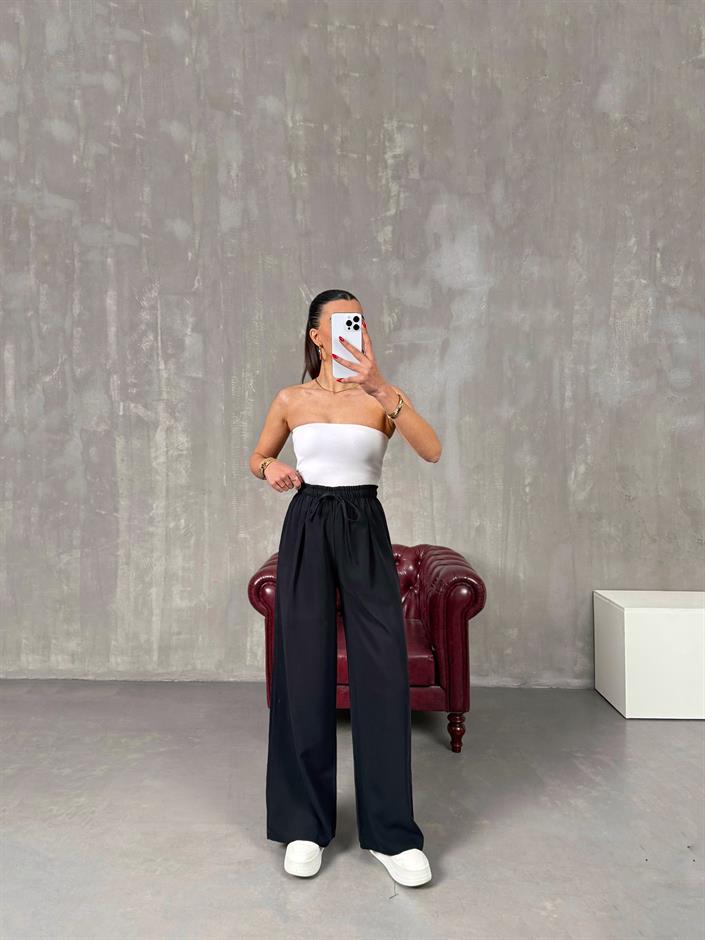 Setra Siyah Beli Lastikli Tensel Kumaş Pantolon