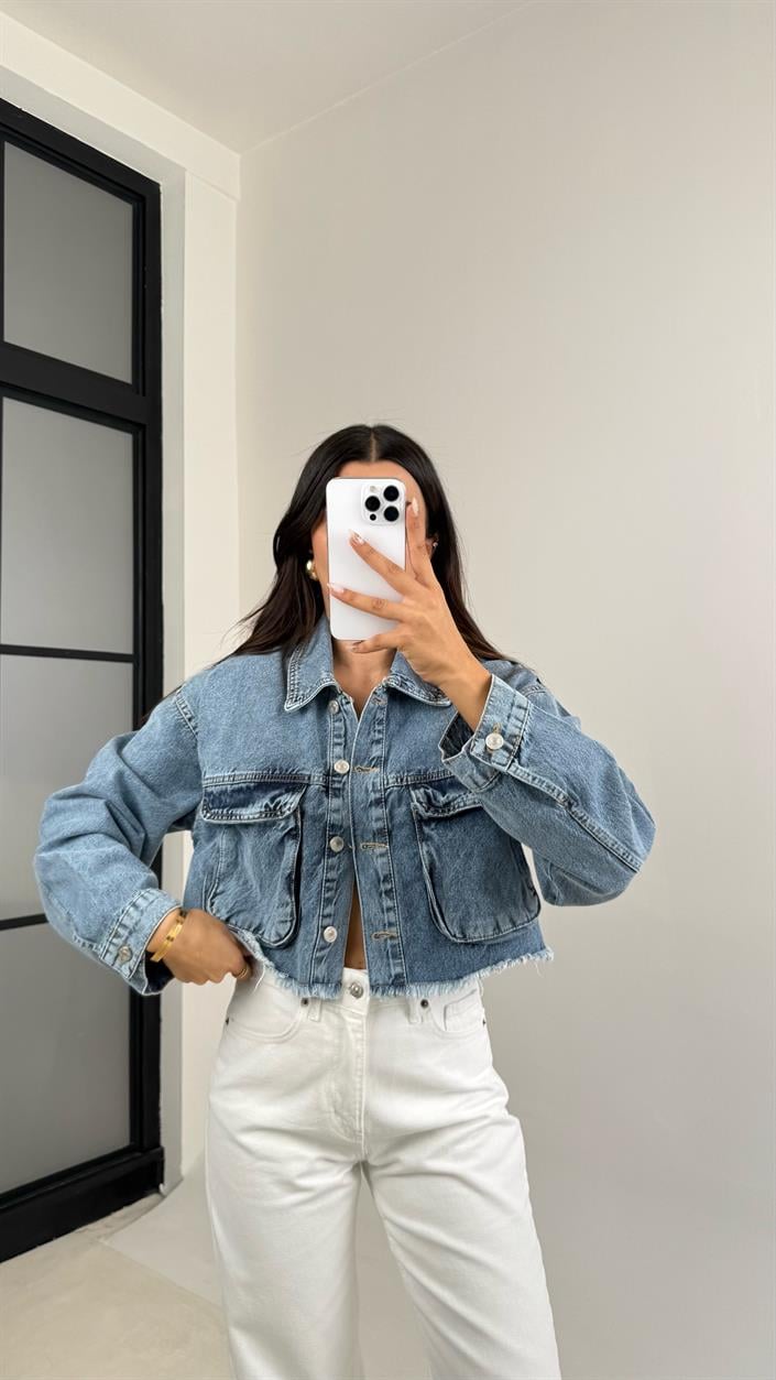 Mavi ZR Model Cep Detaylı Crop Denim Ceket GAUS-0078
