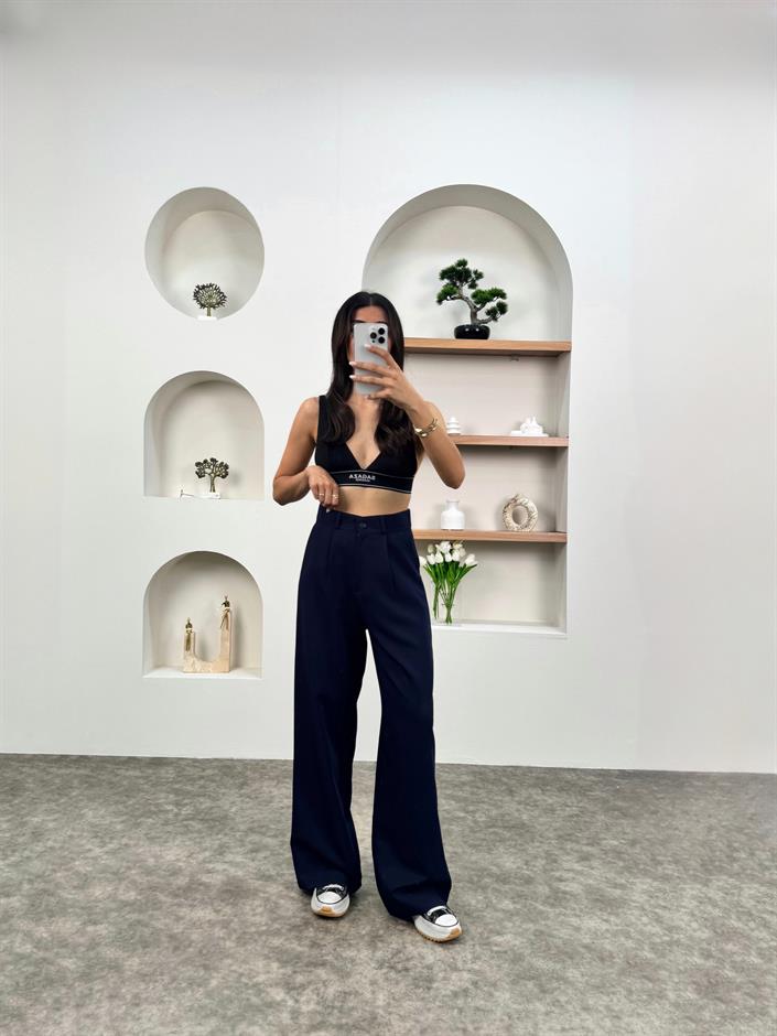 Hena Lacivert Palazzo Pantolon