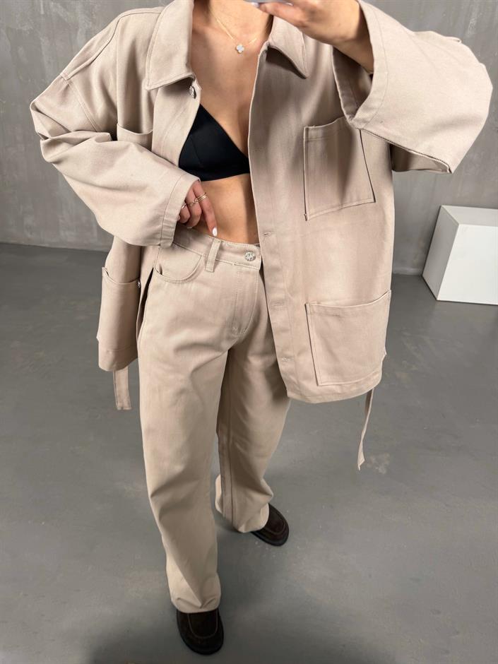 Vizon Gabardin Kuşaklı Takım Gaus0008