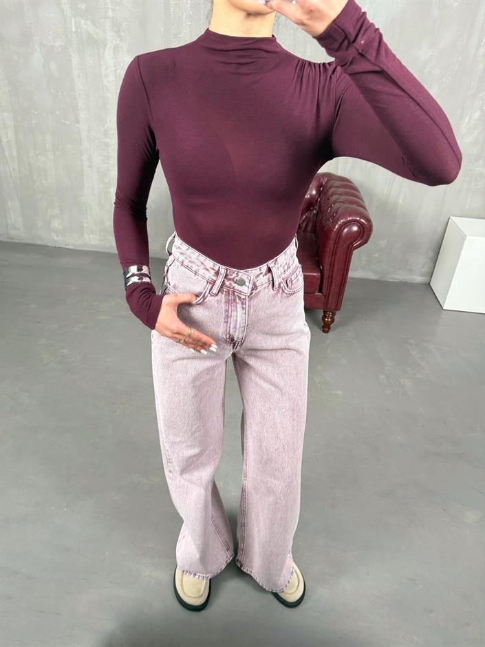 Hector Yıkamalı Pembe Wide Leg Jean