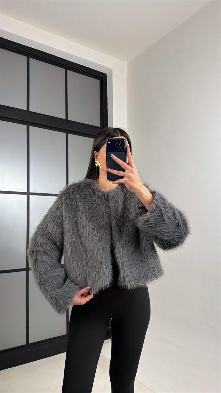 Füme Astarlı Muadil Crop Kürk GAUS-01103
