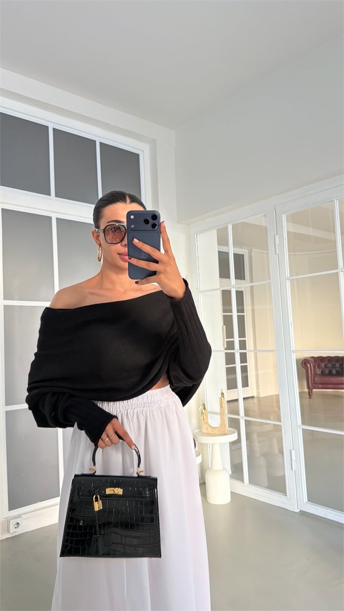 Siyah Pinterest Tasarım Hırka GAUS-02003