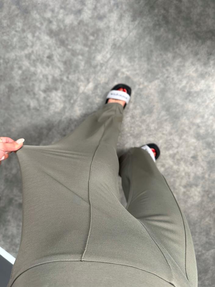 Bancy Haki Çımalı Rahat Modal Pantolon