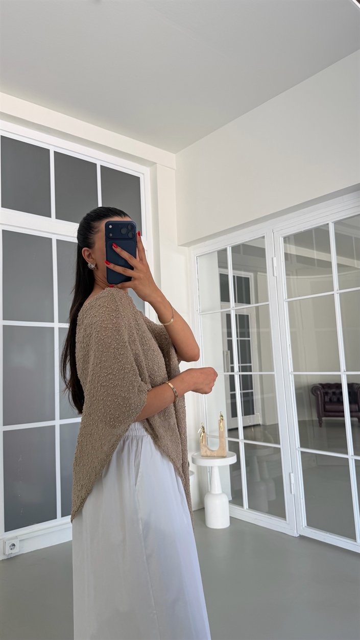 Bej Asimetrik Pul Detaylı Panço GAUS-01849