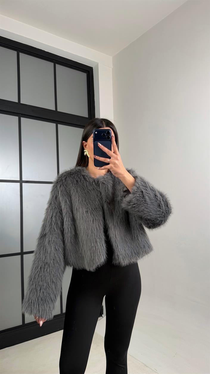 Füme Astarlı Muadil Crop Kürk GAUS-01103