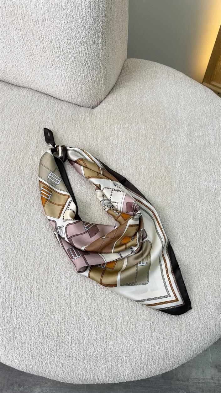 Acı Kahve Çok Çanta Desenli Fular GAUS-00333