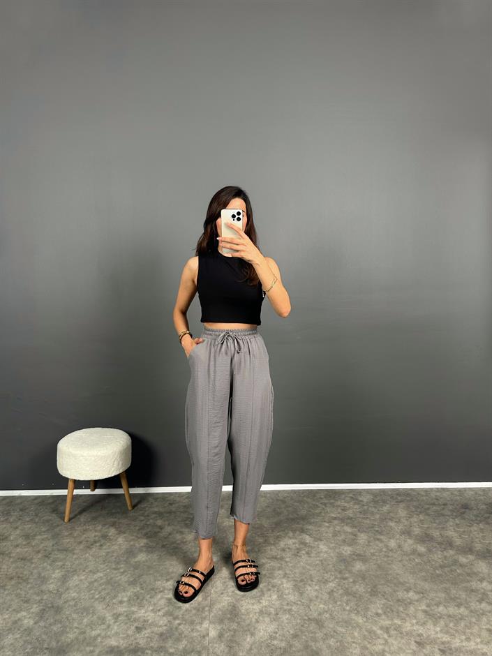 Arion Gri Ayrobin Keten Pantolon