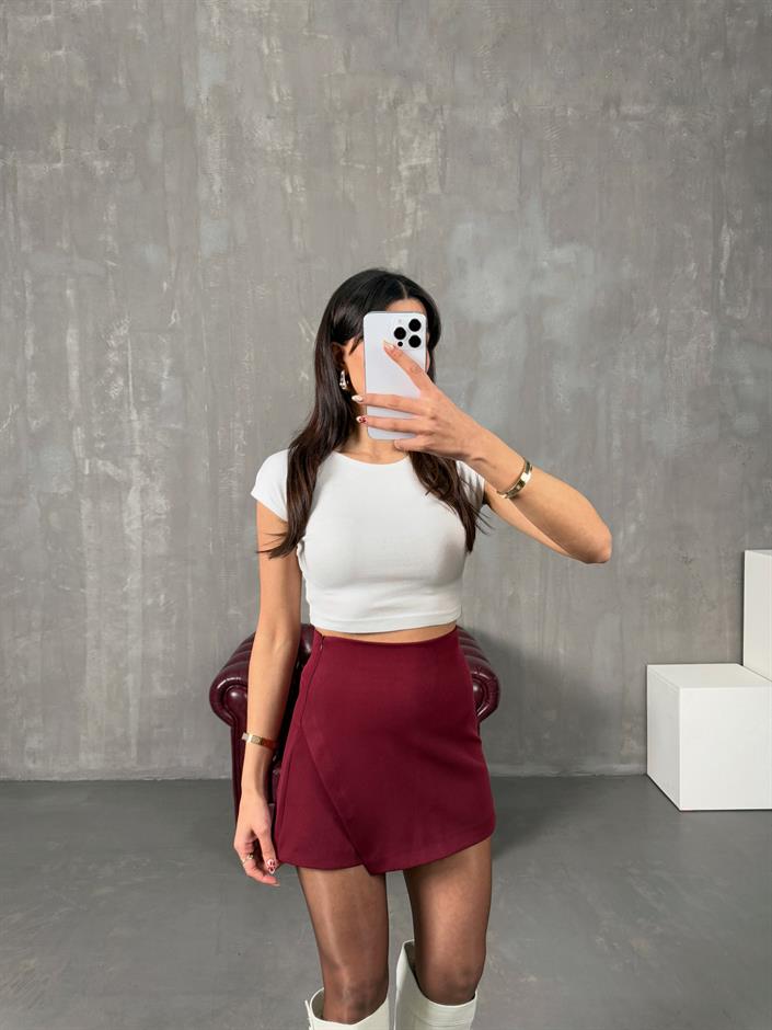 Valenti Bordo Simetrik Kesim Şort Etek