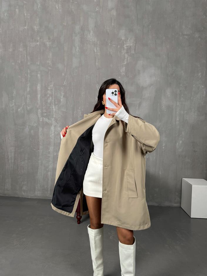 Raven Haki ORJ MD Etiketli Astarlı Atkı Detaylı Trençkot