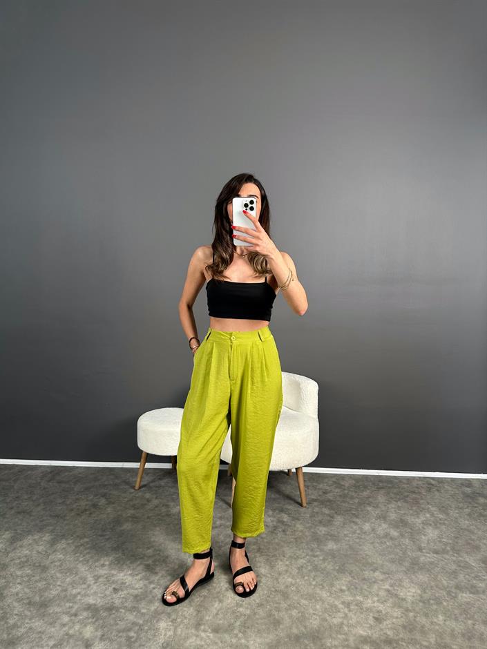 Wuud Yeşil İthal Kumaş Şalvar Pantolon