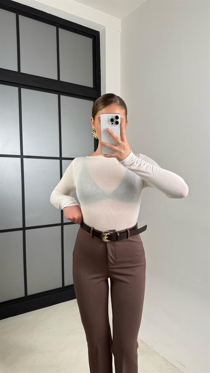 Kahve Kemerli Çelik Pantolon GAUS-00706