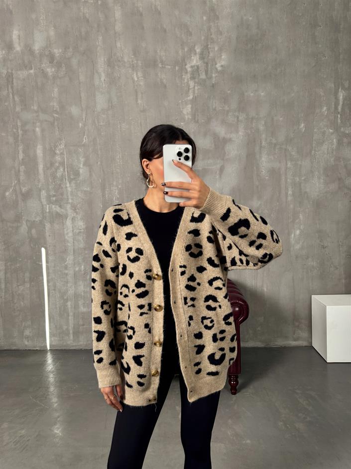Sance Vizon Leopar Desenli Hırka