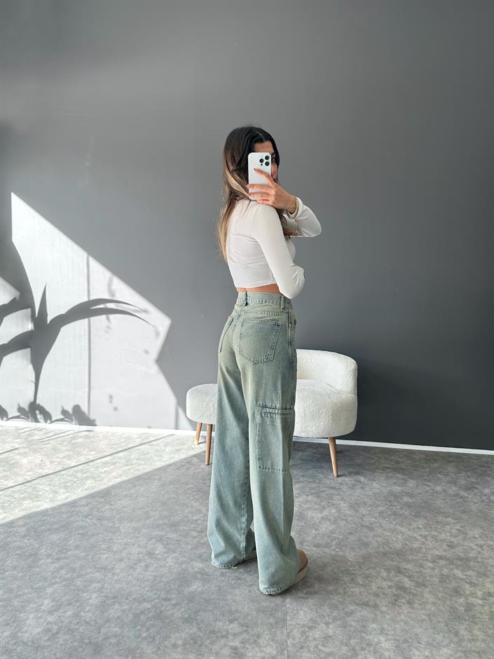 GR Yeşil Cep Detaylı Eskitme Jean