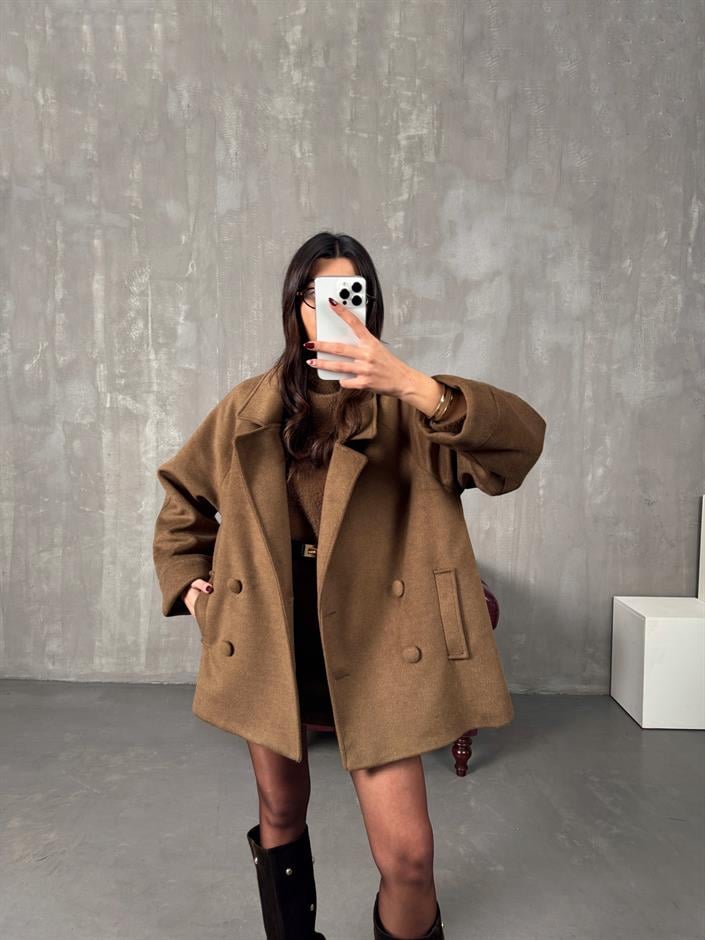 Giso Taba Astarlı Premium Kaşe Kaban