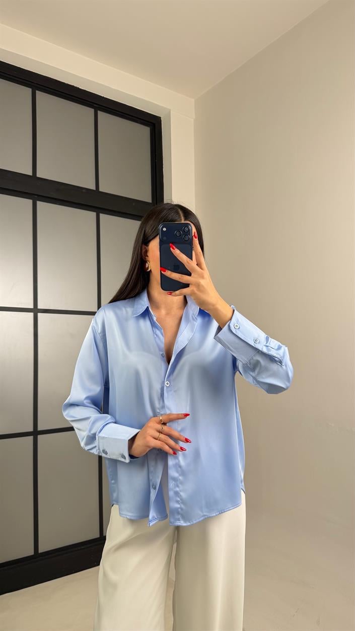 Mavi Saten Gömlek GAUS-01054