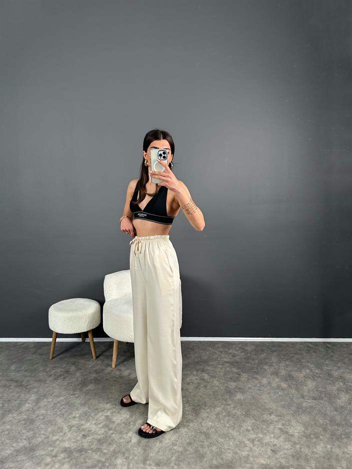 Andy Ekru Tensel Beli Lastikli Pantolon 